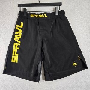 Sprawl Fight Short MMA Grappling Short Mens Black Yellow Size 30 Waist jiu-jitsu